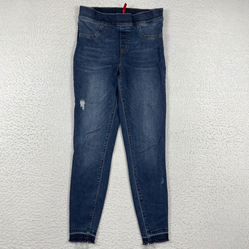 Spanx‎ Jean-ish Leggings Womens Medium Dark Wash Blue Pull-On Distressed Skinny